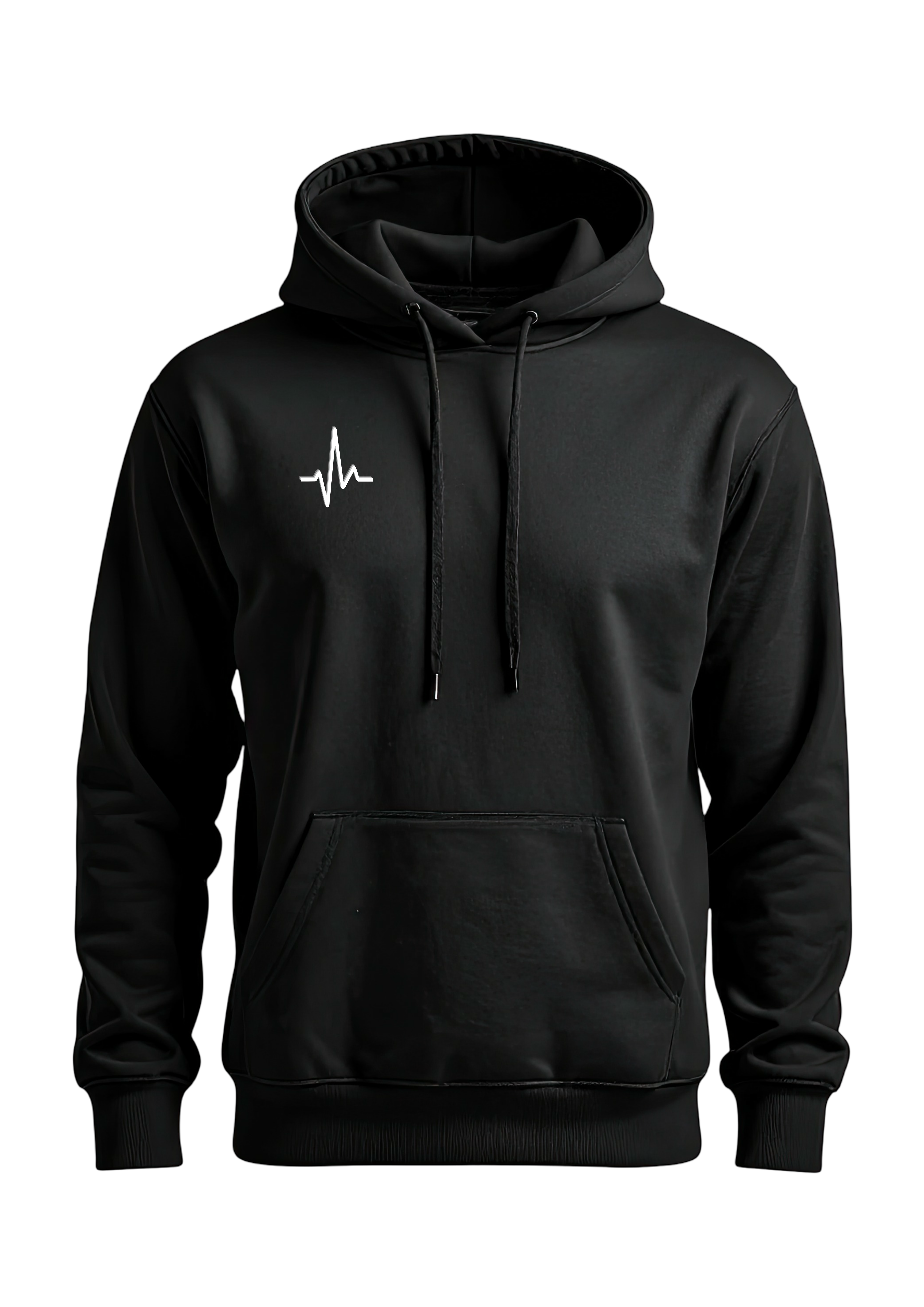 Schwarzer Hoodie mit Puls-Logo Brustprint